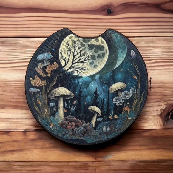 Hand Crafted Mushroom Night Car Coaster 2 Pack - Picture 5 of 7